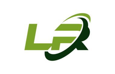 LR Logo Swoosh elips yeşil mektup vektör kavramı