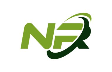 Nr Logo Swoosh elips yeşil mektup vektör kavramı