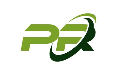 PR Logo Swoosh elips yeşil mektup vektör kavramı