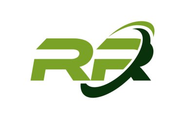 RR Logo Swoosh elips yeşil mektup vektör kavramı