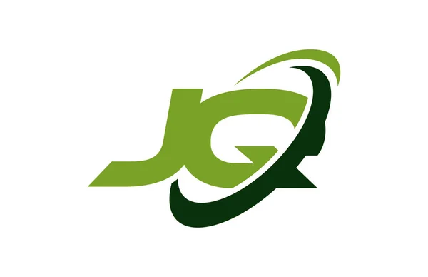 Logo Swoosh Ellisse Green Letter Concetto Vettoriale — Vettoriale Stock