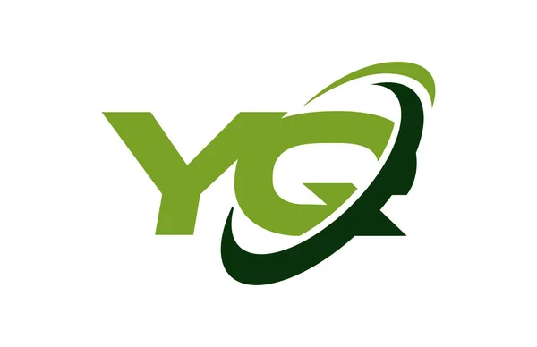 Logo Swoosh Elipse Verde Letra Vector Concepto — Vector de stock