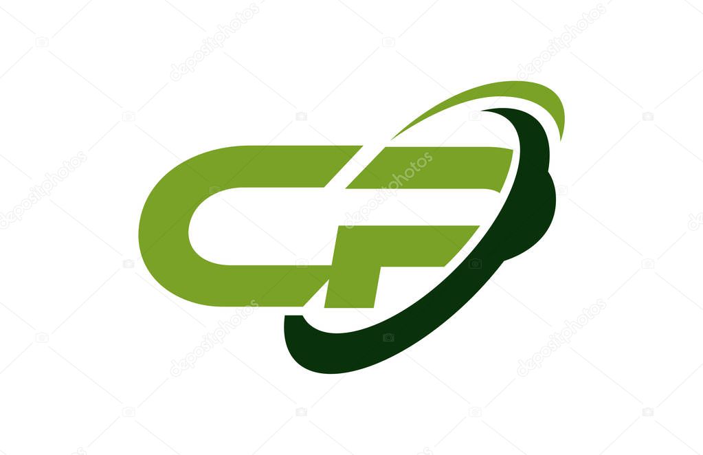CP Logo Swoosh Ellipse Green Letter Vector Concept
