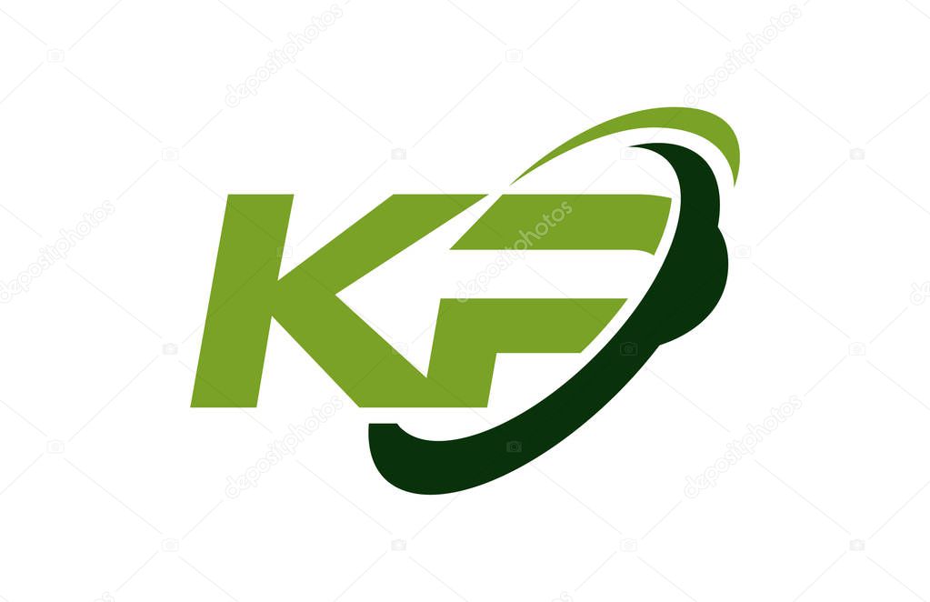 KP Logo Swoosh Ellipse Green Letter Vector Concept