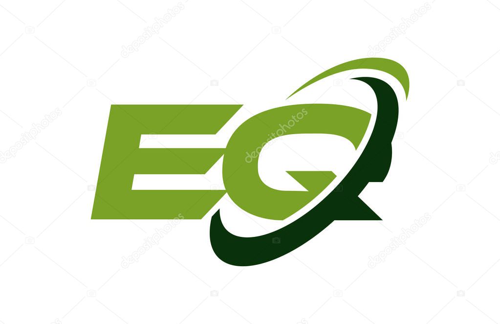 EQ Logo Swoosh Ellipse Green Letter Vector Concept