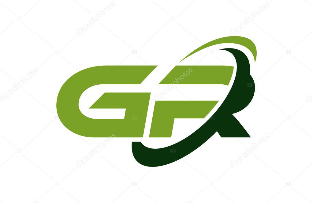 GR Logo Swoosh Ellipse Green Letter Vector Concept