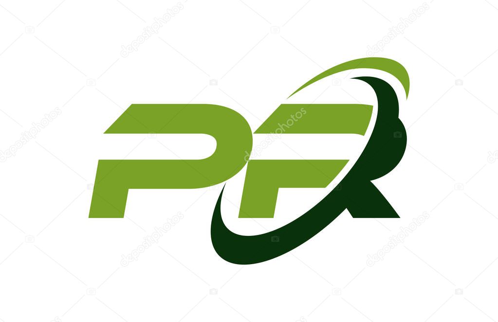 PR Logo Swoosh Ellipse Green Letter Vector Concept