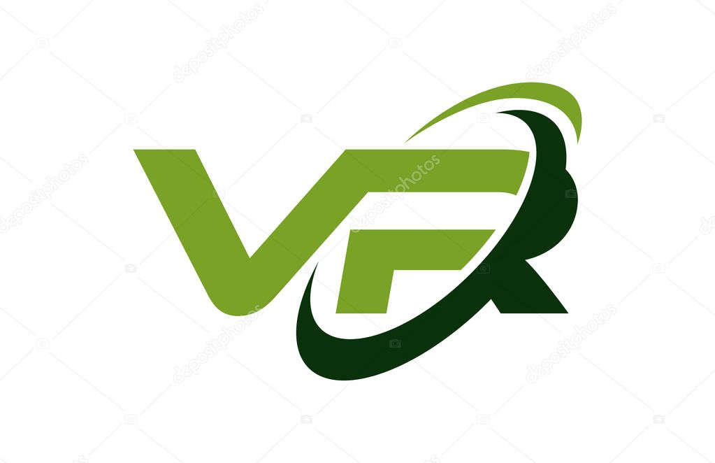 VR Logo Swoosh Ellipse Green Letter Vector Concept