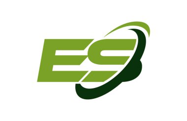 Es Logo Swoosh elips yeşil mektup vektör kavramı
