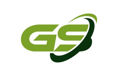 GS logosu Swoosh elips yeşil mektup vektör kavramı