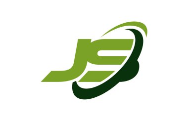 JS Logo Swoosh elips yeşil mektup vektör kavramı