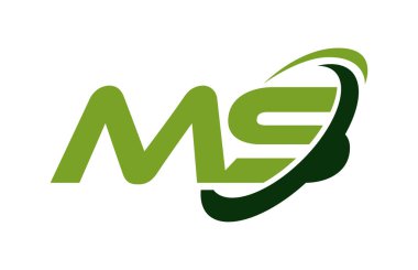 MS Logo Swoosh elips yeşil mektup vektör kavramı