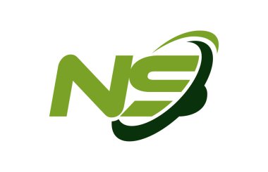 NS Logo Swoosh elips yeşil mektup vektör kavramı