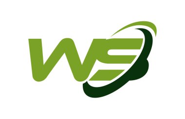 WS Logo Swoosh elips yeşil mektup vektör kavramı