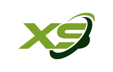 XS Logo Swoosh elips yeşil mektup vektör kavramı