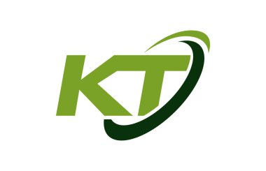 KT Logo Swoosh elips yeşil mektup vektör kavramı