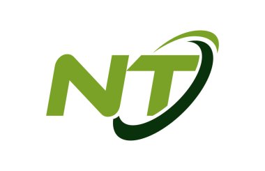 NT Logo Swoosh elips yeşil mektup vektör kavramı