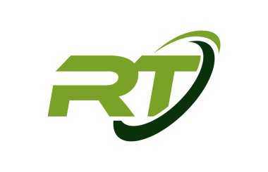 RT Logo Swoosh elips yeşil mektup vektör kavramı