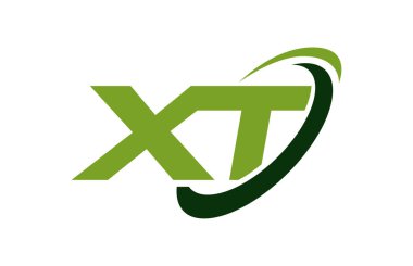 XT Logo Swoosh elips yeşil mektup vektör kavramı