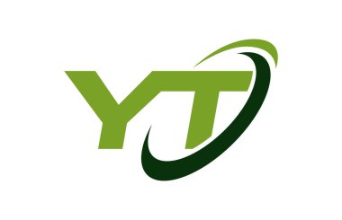 YT Logo Swoosh elips yeşil mektup vektör kavramı