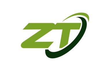 ZT Logo Swoosh elips yeşil mektup vektör kavramı