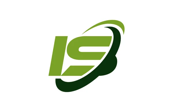 Swoosh Logo Ellips Groene Brief Vector Concept — Stockvector
