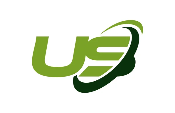 Logo Sua Swoosh Ellipse Green Letter Vector Concept — Vector de stoc