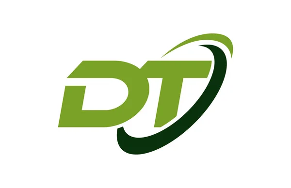 DT Logo Swoosh elips yeşil mektup vektör kavramı