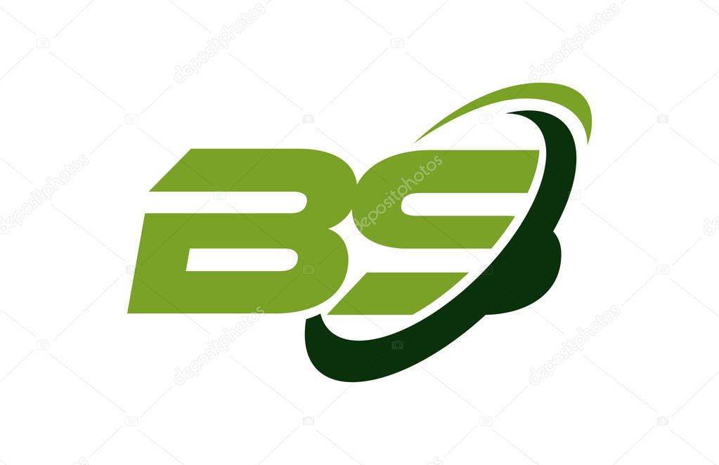 BS Logo Swoosh Ellipse Green Letter Vector Concept