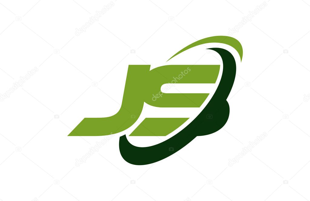 JS Logo Swoosh Ellipse Green Letter Vector Concept