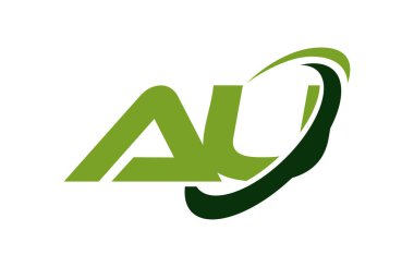 Au Logo Swoosh elips yeşil mektup vektör kavramı