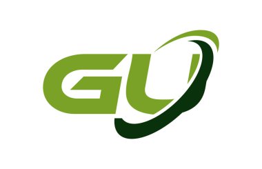 Gu Logo Swoosh elips yeşil mektup vektör kavramı