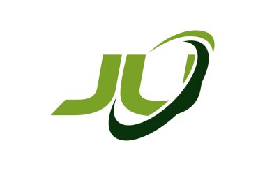 Ju Logo Swoosh elips yeşil mektup vektör kavramı