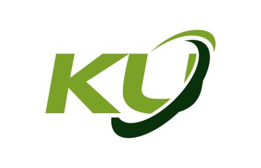Ku Logo Swoosh elips yeşil mektup vektör kavramı