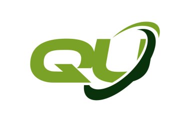 Qu Logo Swoosh elips yeşil mektup vektör kavramı