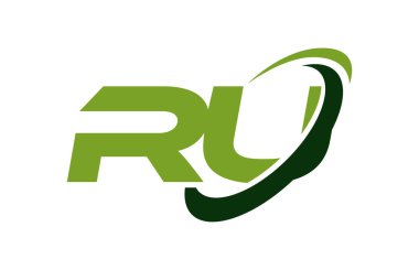 Ru Logo Swoosh elips yeşil mektup vektör kavramı