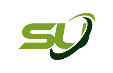 Su Logo Swoosh elips yeşil mektup vektör kavramı