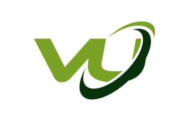Vu Logo Swoosh elips yeşil mektup vektör kavramı