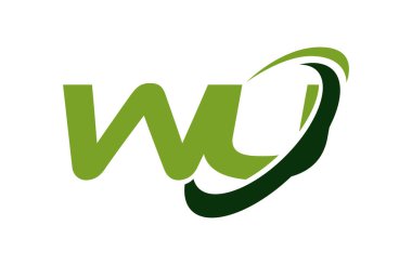 Wu Logo Swoosh elips yeşil mektup vektör kavramı