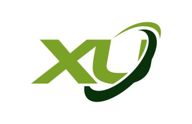 Xu Logo Swoosh elips yeşil mektup vektör kavramı