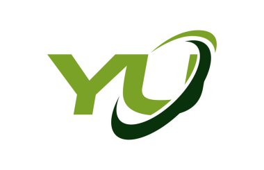 Yu Logo Swoosh elips yeşil mektup vektör kavramı