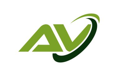 Av Logo Swoosh elips yeşil mektup vektör kavramı