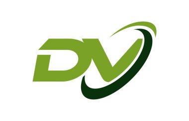 DV Logo Swoosh elips yeşil mektup vektör kavramı
