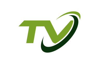TV Logosu Swoosh elips yeşil mektup vektör kavramı