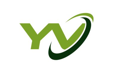 YV Logo Swoosh elips yeşil mektup vektör kavramı