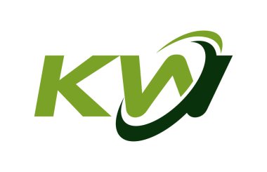 KW Logo Swoosh elips yeşil mektup vektör kavramı