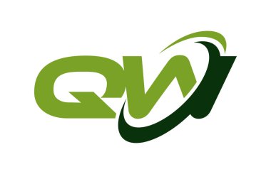 Qw Logo Swoosh elips yeşil mektup vektör kavramı