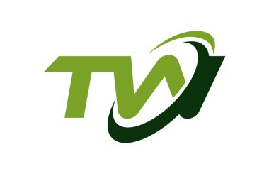 Tw Logo Swoosh elips yeşil mektup vektör kavramı