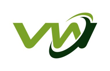 VW logosu Swoosh elips yeşil mektup vektör kavramı
