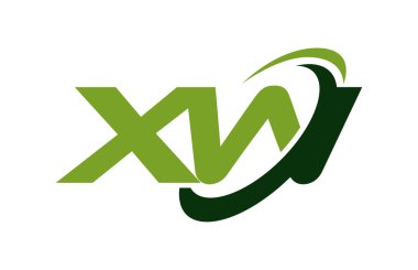 XW Logo Swoosh elips yeşil mektup vektör kavramı